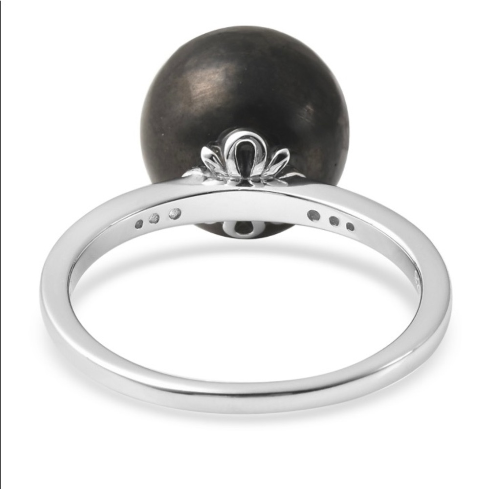 NWT Sterling Silver Shungite & White Zircon CELESTIAL Ring - Picture 3 of 12